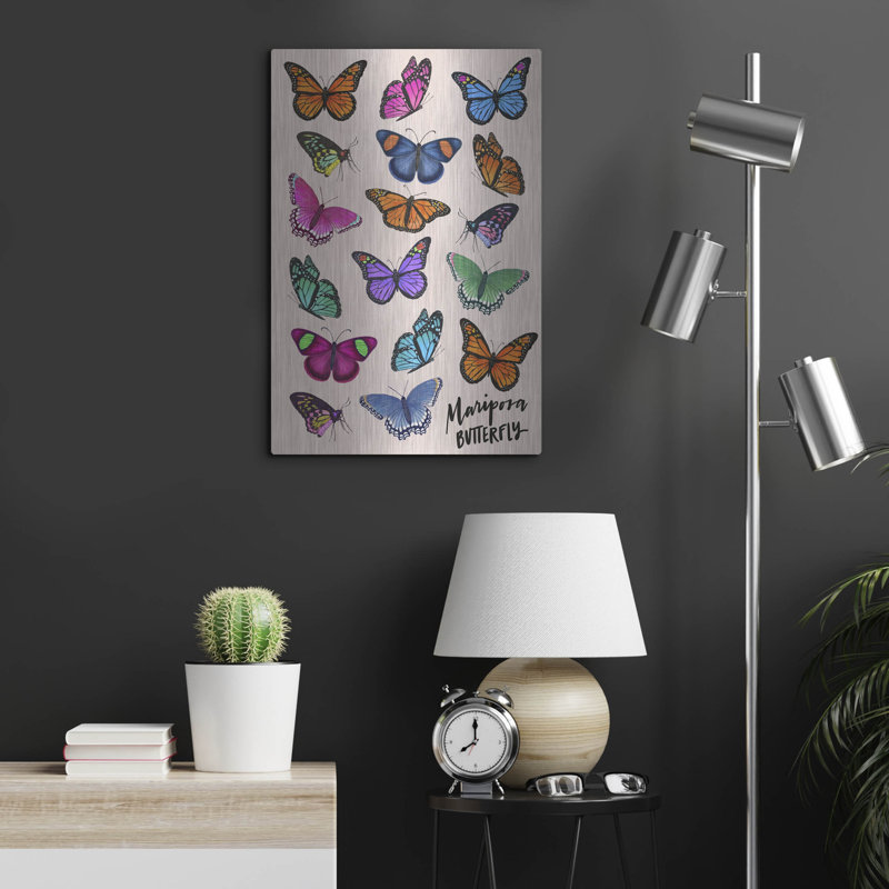  «Butterflies 1» par Elizabeth Caldwell, art mural en métal, 16 po x 24 po, H 24 po x l 16 po