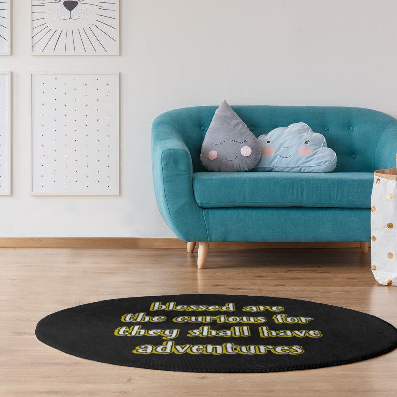Tapis en chenille de polyester style citations, Rond 5 pi