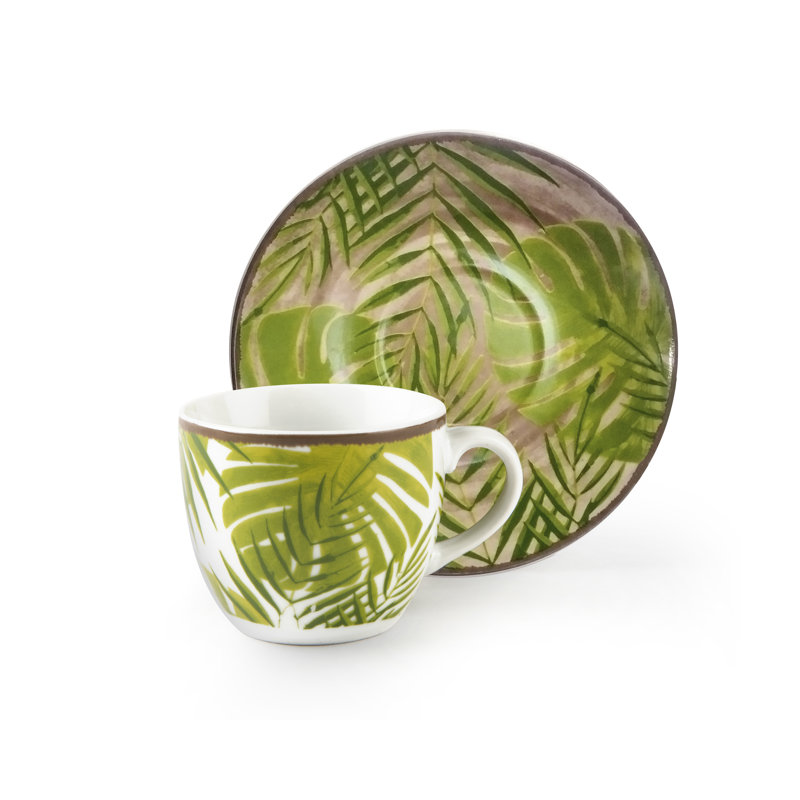 Foliage Porcelain Espresso Cup and Saucer