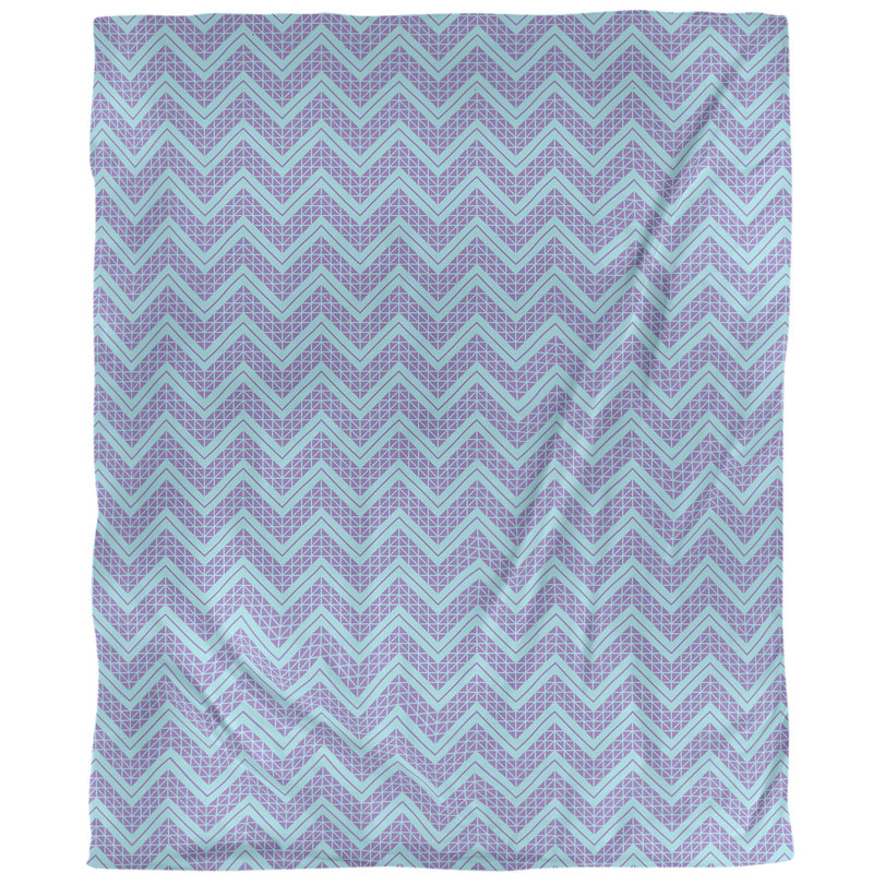 Rhonda Cheval Polyester Chevron / Zig Zag Duvet Cover, Queen Duvet Cover, Brushed Polyester, Teal/Purple