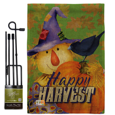 Épouvantail en polyester à 2 côtés 18,5 x 13 po happy harvest ensemble de drapeau