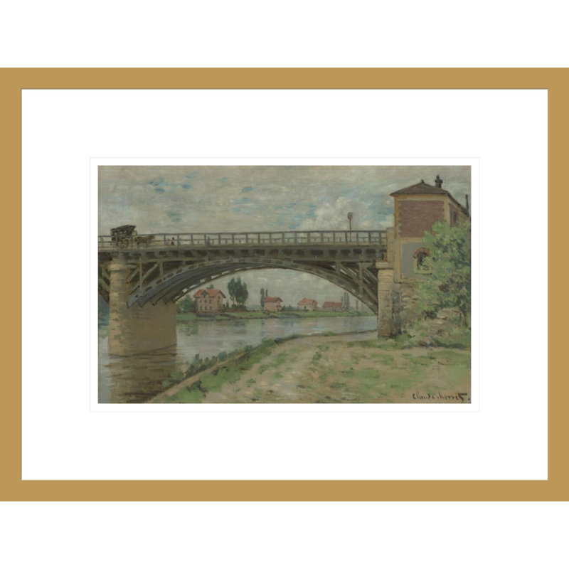 Le Pont d’Argenteuil / Le pont de l’autoroute vu du port par Claude Monet - Impression sur toile, H 12,77 po x l 16,75 po