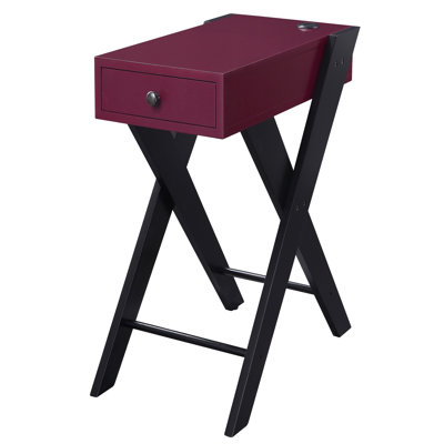 Table d'appoint bâbord avec tiroir pratique, style bourgogne/noir. Élégante et pratique, elle se distingue par son design noir/bordeaux.
