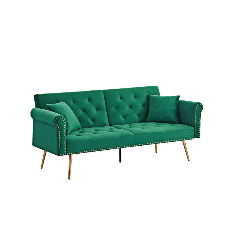 Canapé-lit 70 po Janifer, Velours vert