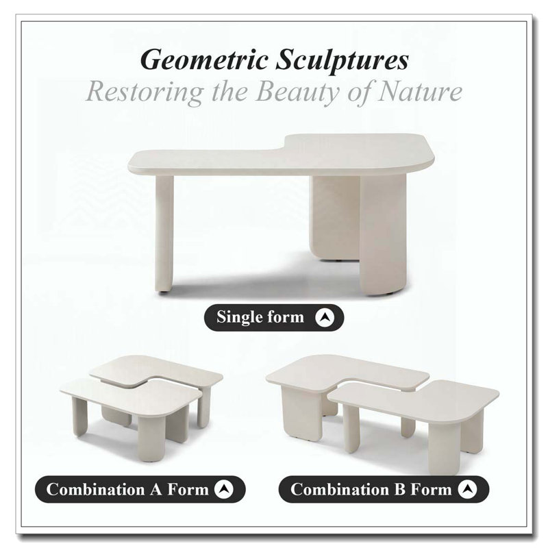 Table basse en L 35,43 po, Blanc
