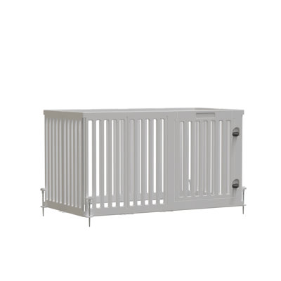 Parc pour animaux de compagnie intérieur et extérieur, parc pour chiens robuste avec connecteurs d'angle, comprend 4 piquets, clôture pour chiens avec connecteurs d'angle 2 en 1 (65 cm, 13+1+1, 15 pièces)