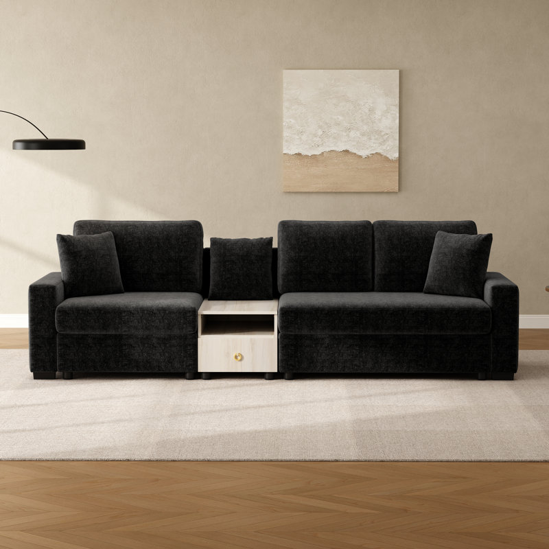 Canapé rembourré Calvera, Noir, L 111,8 po x P 31,1 po x H 32,3 po