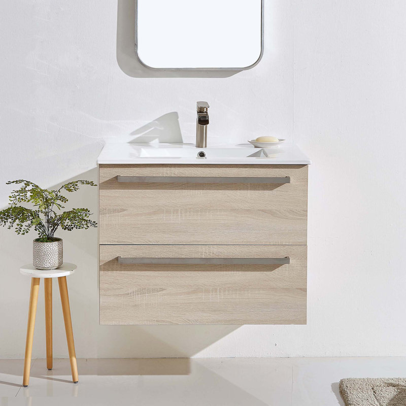 Elozor 30“ Modern Single Bathroom Vanity with Ceramic Top, Yellow