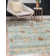 Samira Tanis Aqua Blue Gold Cream Multi Moroccan Bohemian Machine Washable Indoor Area Rug, Flat Pile for Living Room & Bedroom