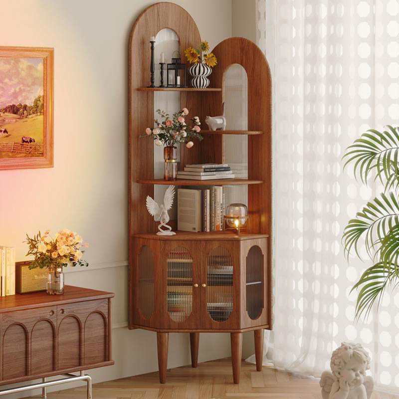 Vitrine brune au design simple et rétro