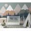 Papier peint amovible Snowy Row of Geometric Mountains Forest-99178431