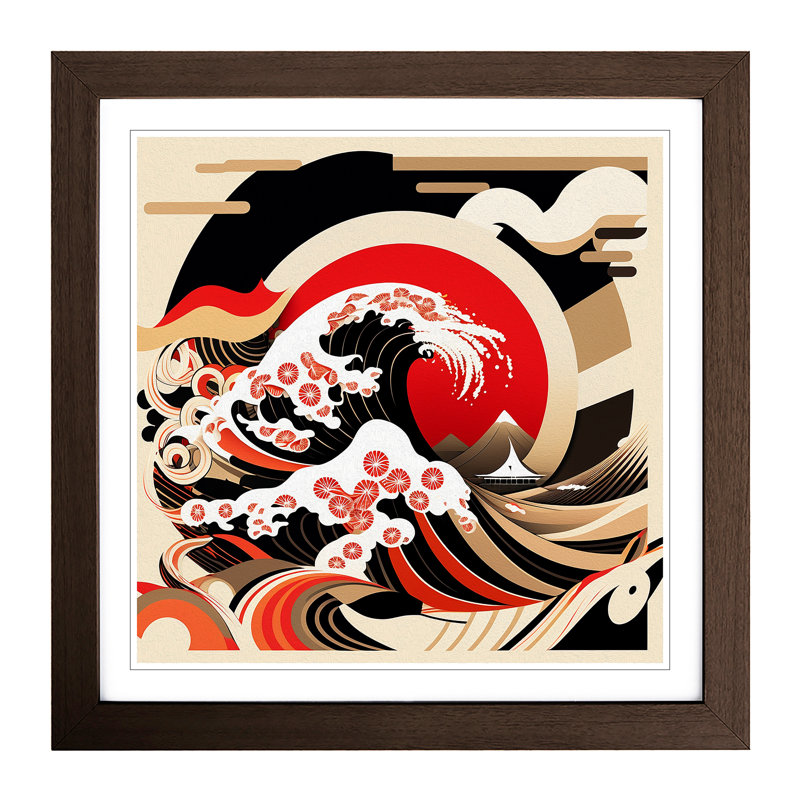 Japanese Wave Constructivism No.1 - Framed Print, Walnut