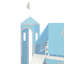 Lit mezzanine simple avec tente et tour Blue Slide - Bleu