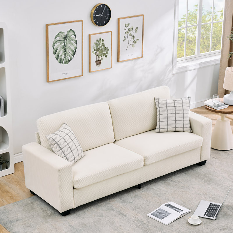 Canapé 83 po en velours côtelé moderne 83 po - Siège profond, accoudoirs larges et housses de coussin lavables amovibles - Confortable 2 places pour le salon, la chambre à coucher, le bureau ou un appartement