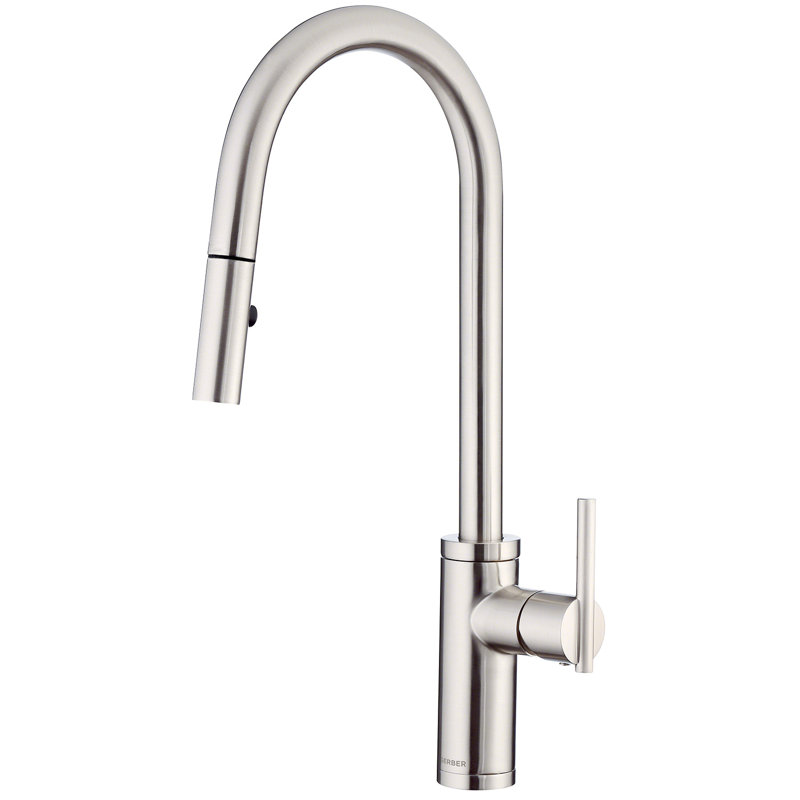 Parma Cafe Single Handle Pull Down Sprayer Kitchen Faucet, Stainless Steel
