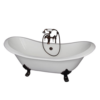 71'' x 30.5'' Soaking Cast Iron Bathtub with Faucet