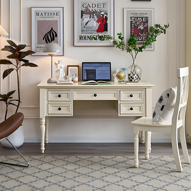 Bureau d'étude American Minimalist, Crème, H 29,92 po x l 51,18 po x P 25,59 po