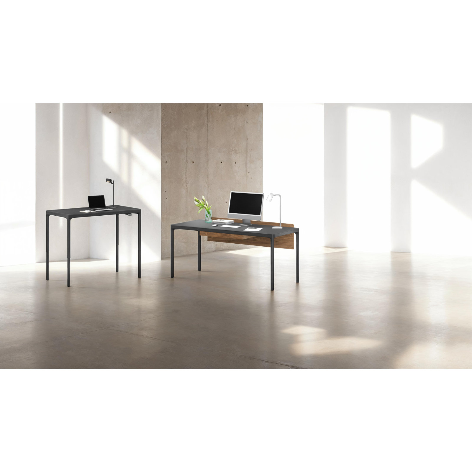 Luma Office - Lift Desk, 27 " H x 48" W x 24" D, Black