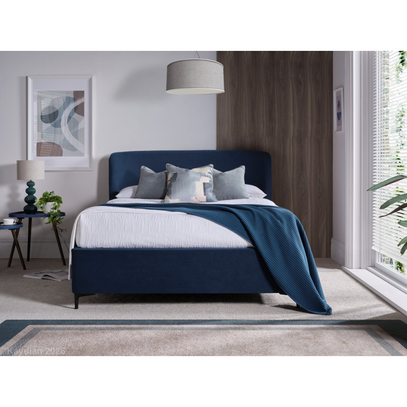 Tynedale Upholstered Lift Up Storage Ottoman Bed, Kingsize (5'), Blue