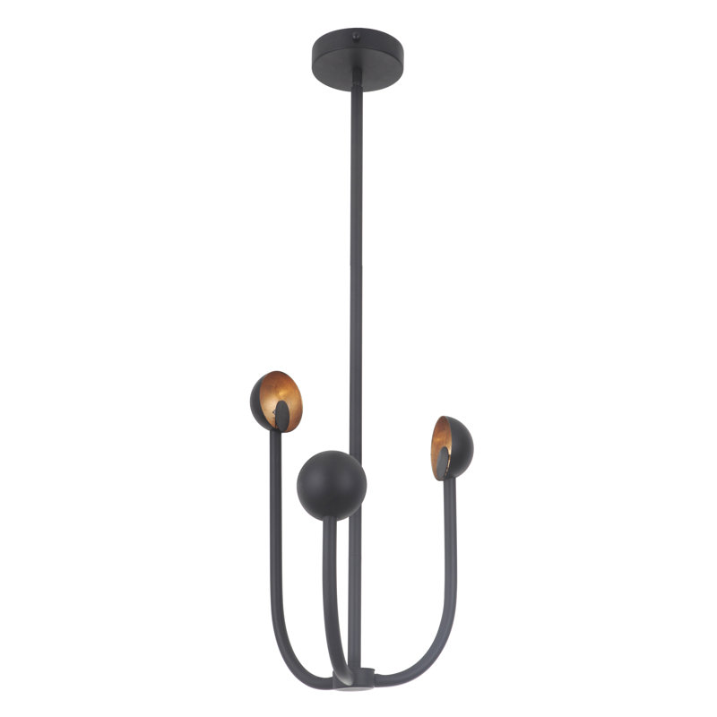 Lustre géométrique unique à 3 lumières Keeter, Noir