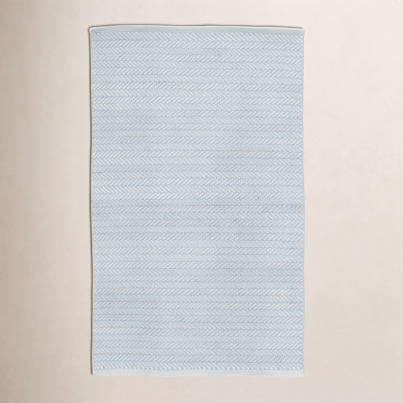 Herringbone Pearl Hand-Woven Outdoor Rug, Light Blue/Ivory, Rectangle 5' x 8'
