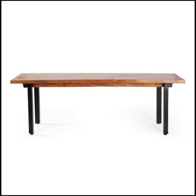 Banc MODERNE INDUSTRIEL MODERNE À LA MAIN Le bois de manguier présente de magnifiques bruns dorés l 53,25 po x P 13,75 po x H 17,75 po