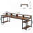 Two Person Desk With Monitor Stand, Double Computer Office Desk With Storage Shelves-32770582