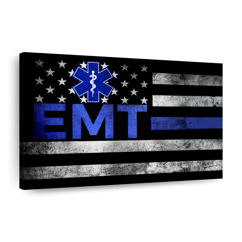 EMT Flag Canvas Print, 16" H x 24" W x 1.25" D