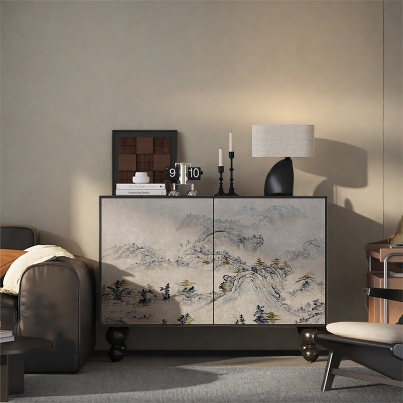 Armoire de rangement moderne avec plateau en noyer