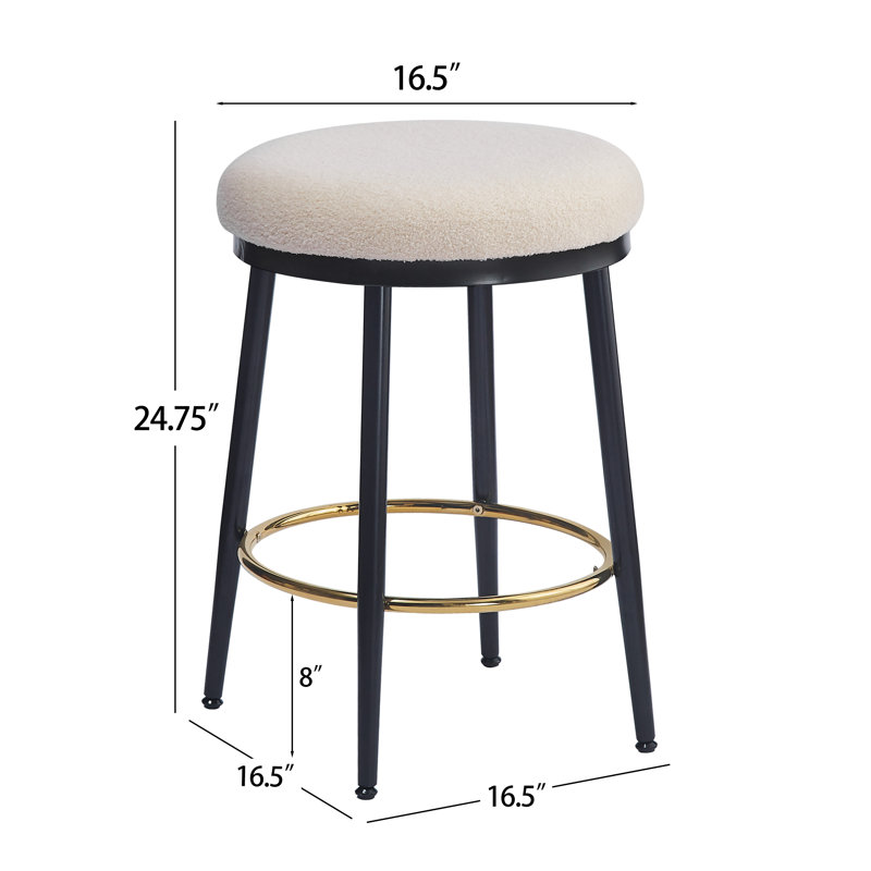 Yamanda 24.75" Modern Counter Stools, White, Set of 2