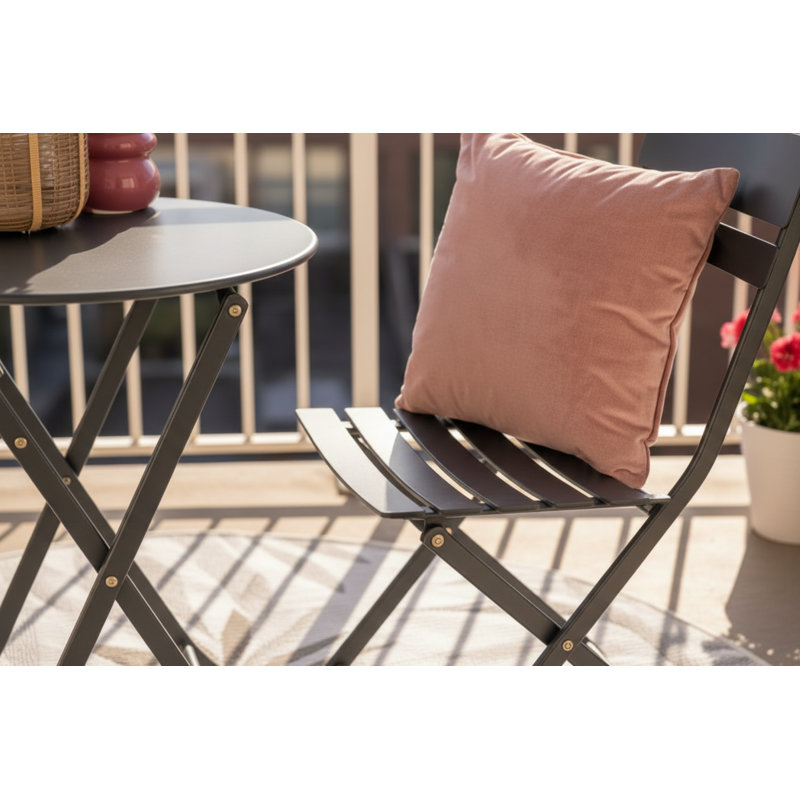 2 - Person Patio Dining Set with Round Table, Dark Grey