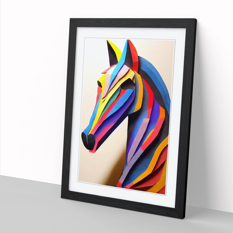 Andelka Horse Painting Paper Mache - Picture Frame Print, Black, 64cm H x 46cm W