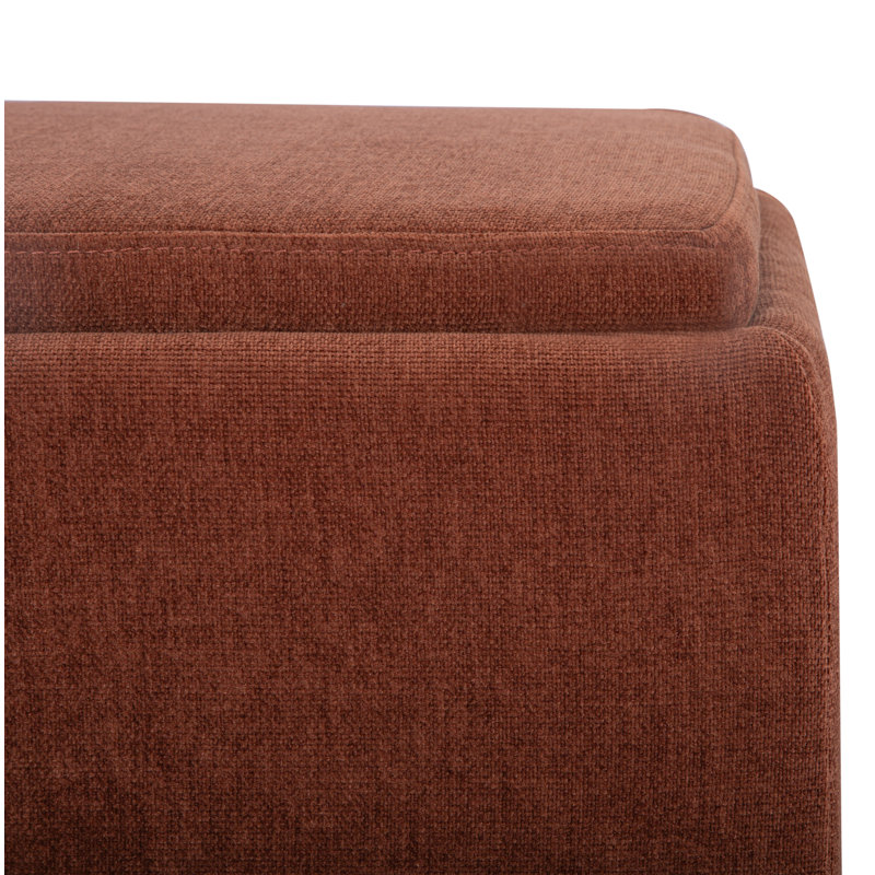Repose-pieds de rangement rectangulaire de 50 po de large Rama, Chenille nid d'abeille caramel