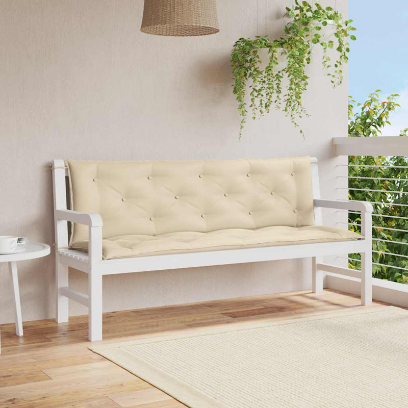 Garden Bench Cushion Set of 2 Beige Oxford Fabric 100 Percent Polyester Outdoor Bench Pads, 39.4" H x 59.1" W x 2.8" D