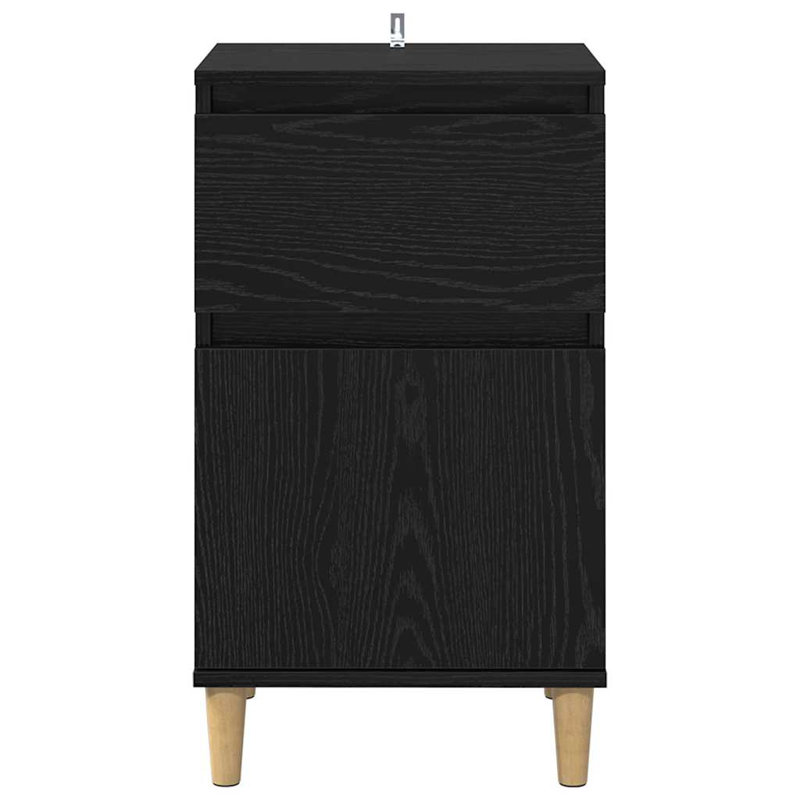 40cm W Manufactured Wood Bedside Table, Black Oak