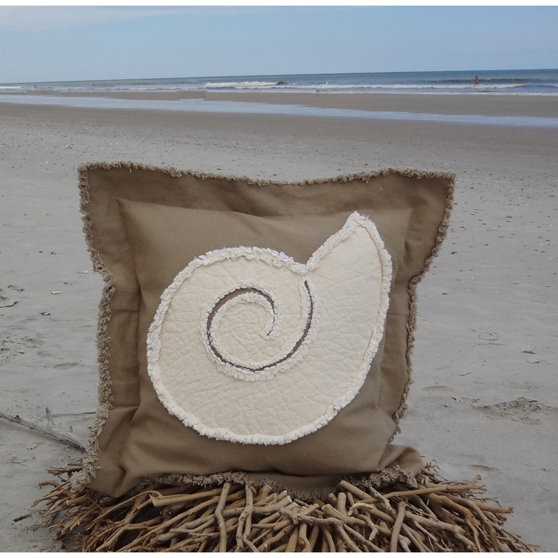 Cotton Reversible Throw Pillow, 22" H x 22" W, Khaki/Ivory
