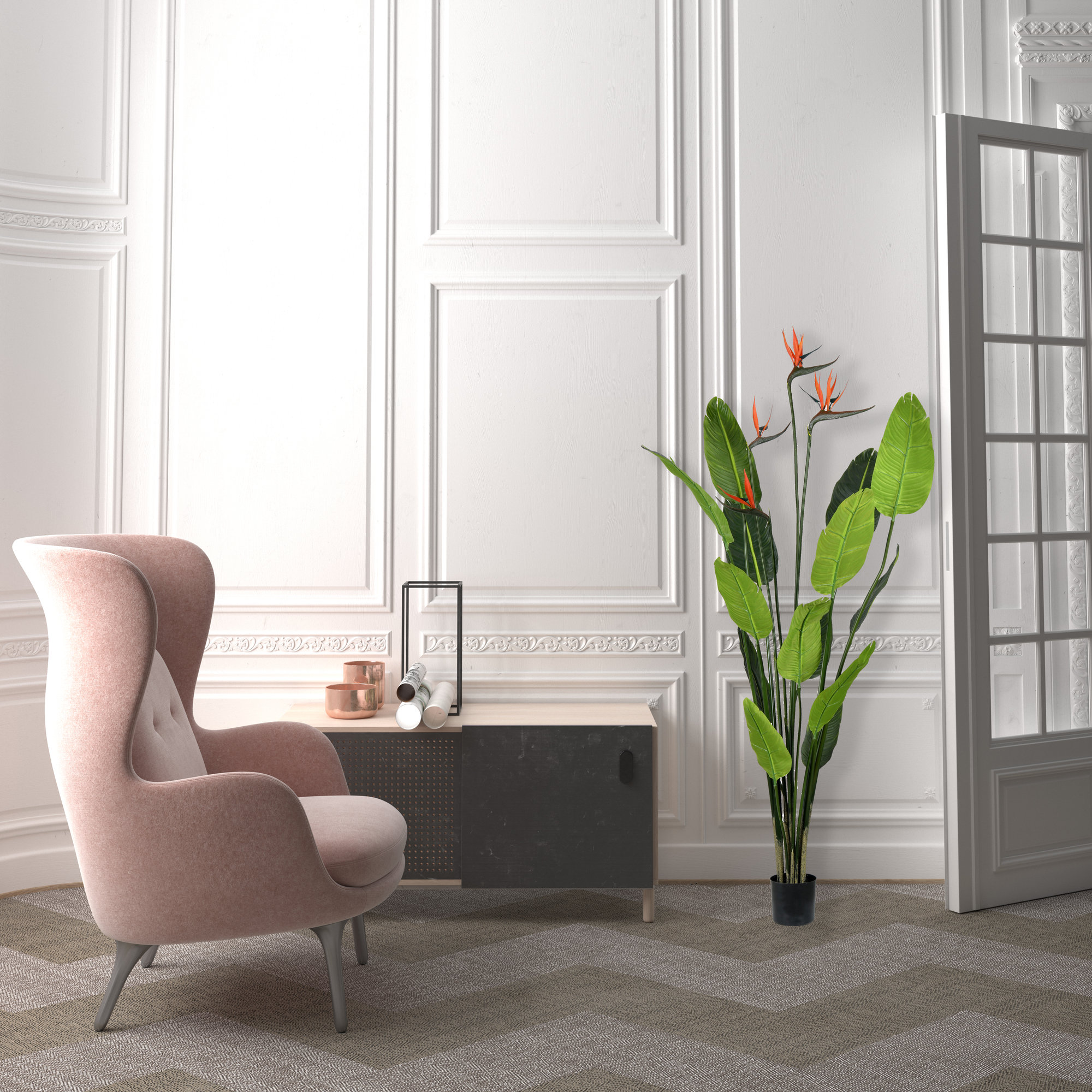 Faux Plant in Pot, 60" H x 24" W x 24" D