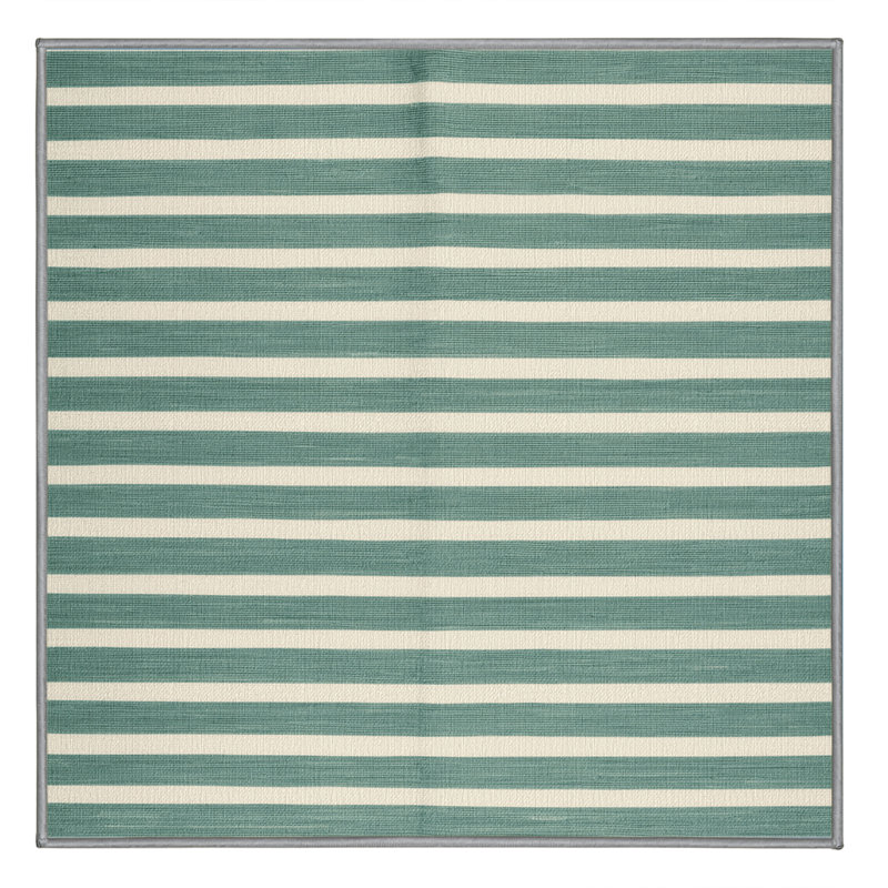 Machine Washable Horizontal Stripes Gray Area Rug, Square 8'