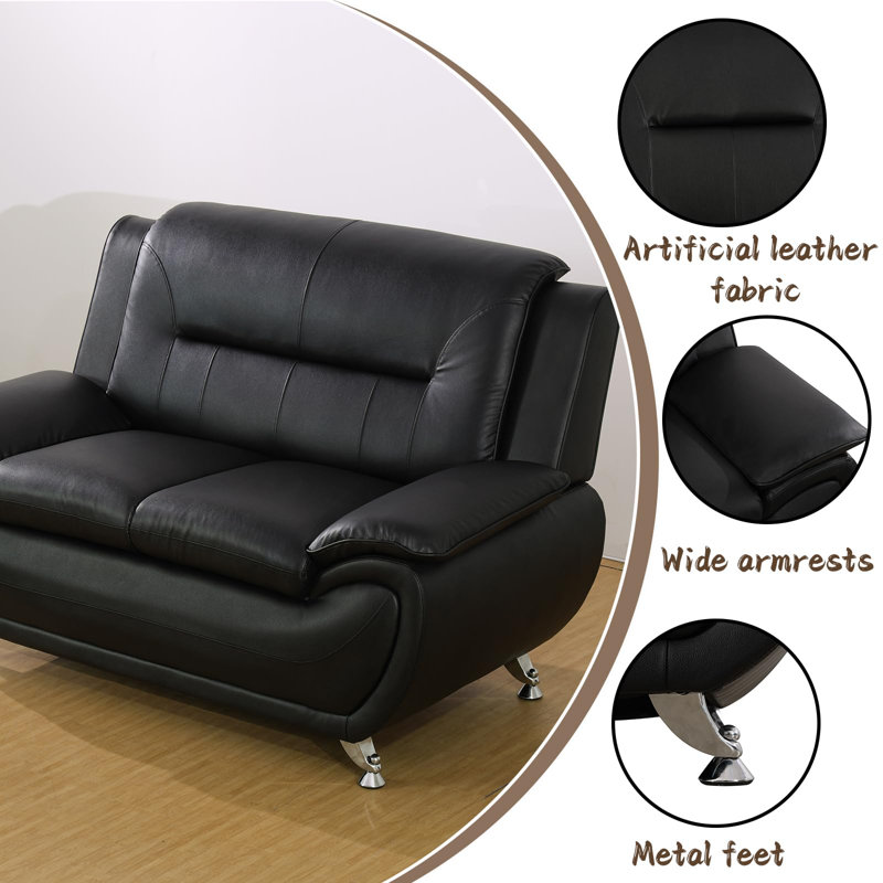 Ebern Designs Faux Leather Loveseat Sofa - Wayfair Canada