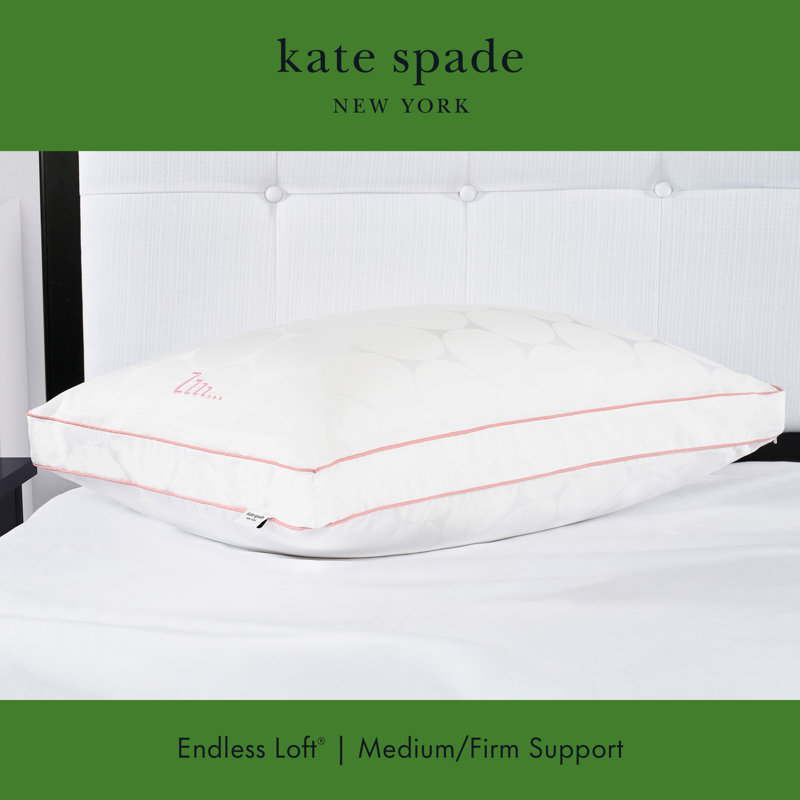 kate spade new york Joy Dot Endless Loft Bed Pillow, 2 inch gusset Foam-Core Pillow, White, King