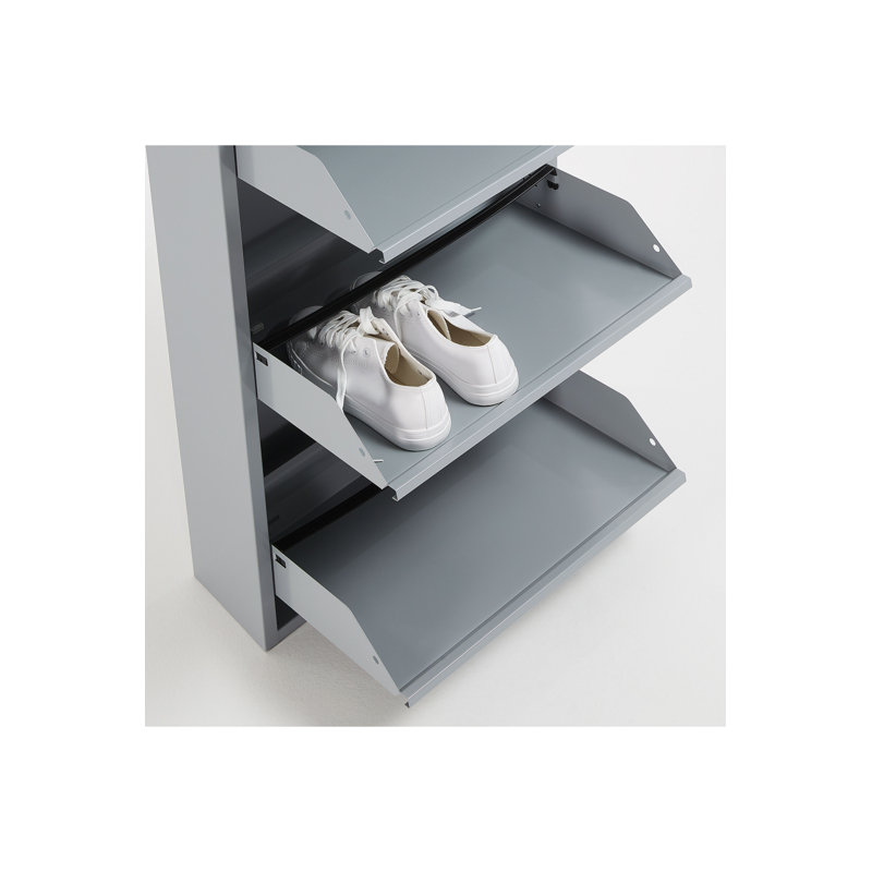 Ode 3 Shelves Shoe Storage Cabinet, Gray