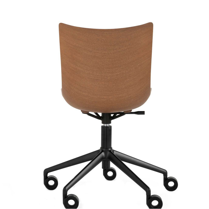 P/Wood Swivel Task Chair, Dark Wood/Black
