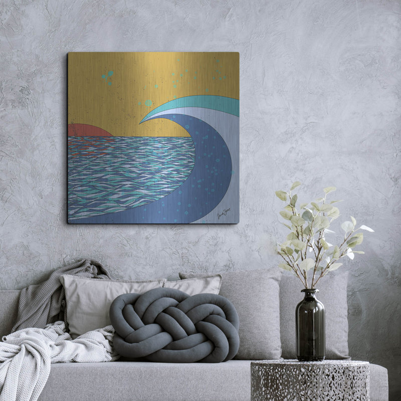 Beachcrest Home ™ «Big Wave» par Trish Sierer, paroi métallique, H 36 po x l 36 po