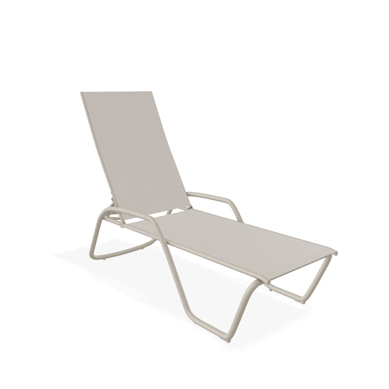 Outdoor Rust-Resistant Metal Chaise Lounge, Textured Desert, Natural