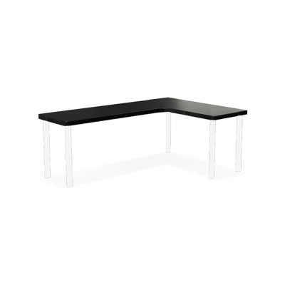 Bureau noir en bois massif en forme de L