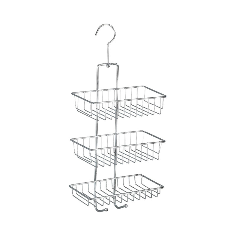 Exclusive Shower Caddy Shower Rack with 3 Shelves, 2 Hooks, 22 x 50 x 14 cm, Chrome