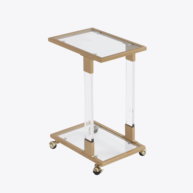 Side Table, Sofa Table, C Shape Square Table, Gold