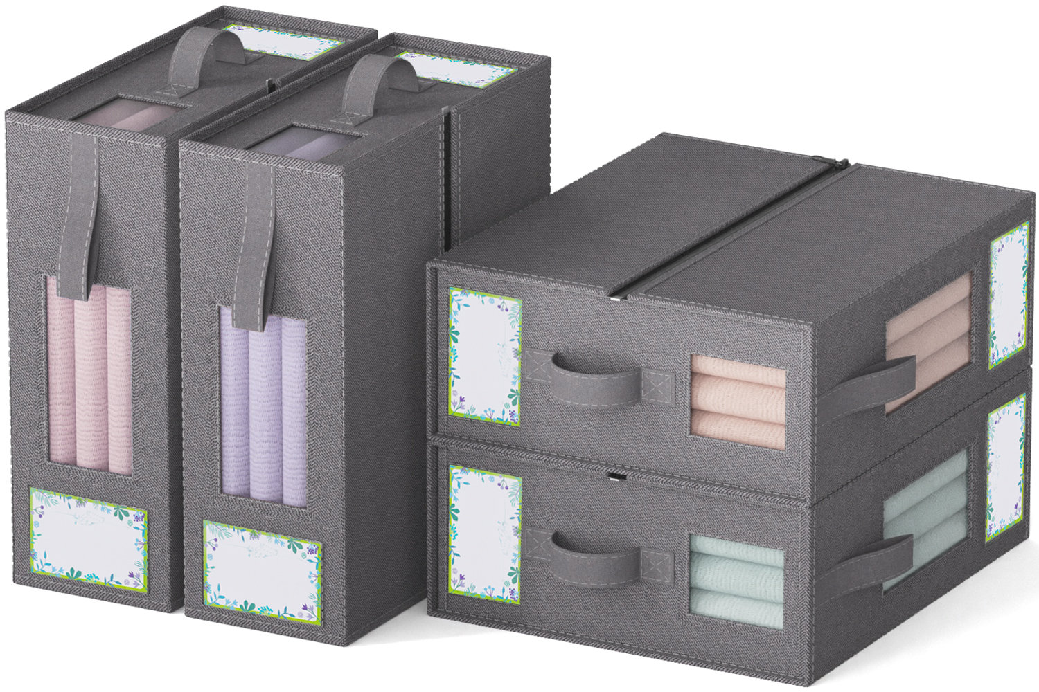 Ebern Designs Bed Sheet Organizers And Storage, 4 Pack Foldable Linen Closet Organizers (king Size),bedding Organizer Storage With Upgraded Windows And Handles,for Duvet Cover Set Clothes Blankets (4 Pack) | Wayfair