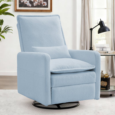 KORSER Recliner Chair, Swivel Recliners With Pillows, Small Rocker Recliner For Small Space, Manual Recliner With Side Pockets