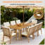 Table de jardin rectangulaire en aluminium et teck pour 8 personnes avec trou pour parasol-1436095679